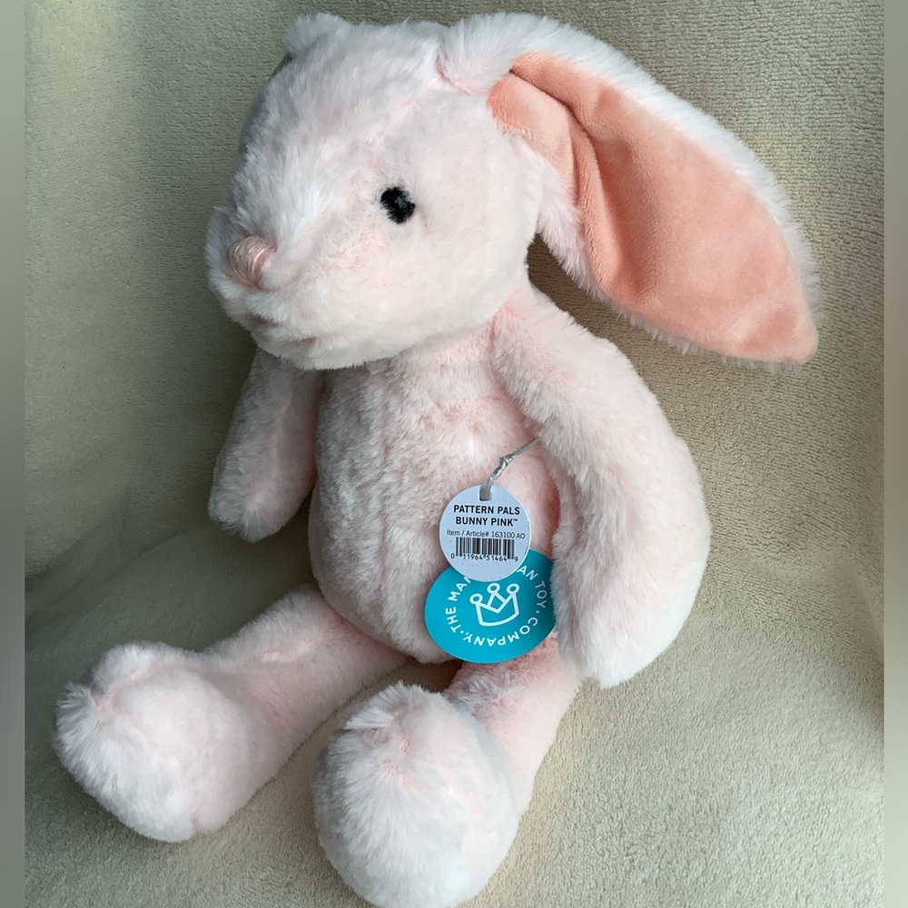The Manhattan Toy Co Plush Pattern Pals Pink Bunny Stuffed Animal Toy with Tags